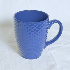 SCM Home Blue Textured Stoneware Mug Cobalt Coffee Cup Diamond Pattern